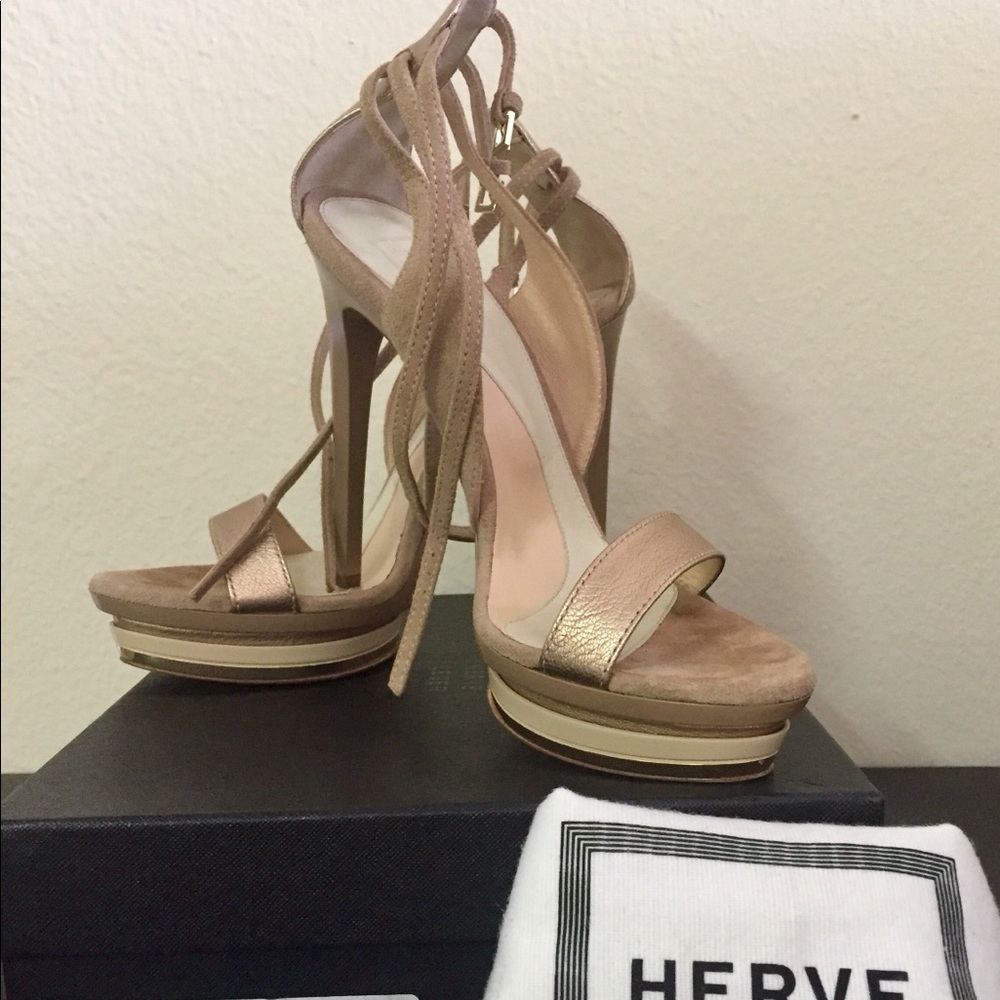 NEW HERVE LEGER PATON Champagne Sandal Size 40